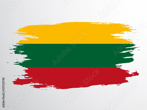 Lithuanian flag painted with a brush.