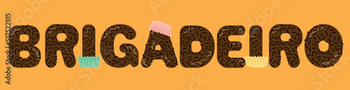 Brigadeiro style text, chocolate ball designed letters. Vector illustration
