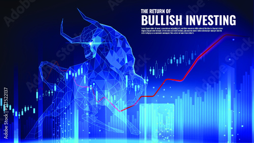 Bullish Stock Market in futuristic idea suitable for Stock Marketing or Financial Investment