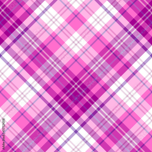 Seamless pattern in lovely pink, white and purple colors for plaid, fabric, textile, clothes, tablecloth and other things. Vector image. 2