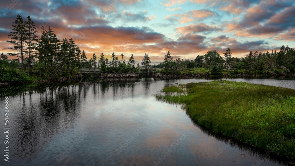 A lovely evening as viewed across Jeddore Oyster Ponds in Nova Scotia, Canada A lovely evening as viewed across Jeddore Oyster Ponds in Nova Scotia, Canada