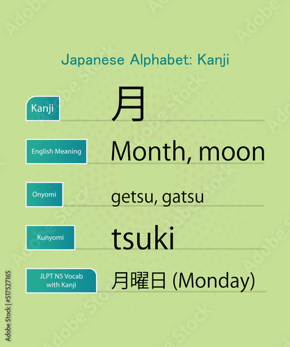 japanese alphabet hiragana kanji words vector design