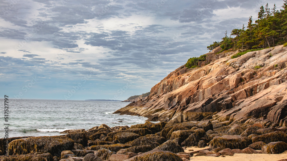 Rocky Outcropping overlooking ocean in Acadia National Park