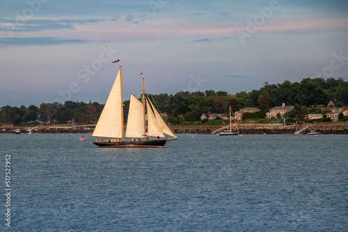 Sailboat in New England Harbor