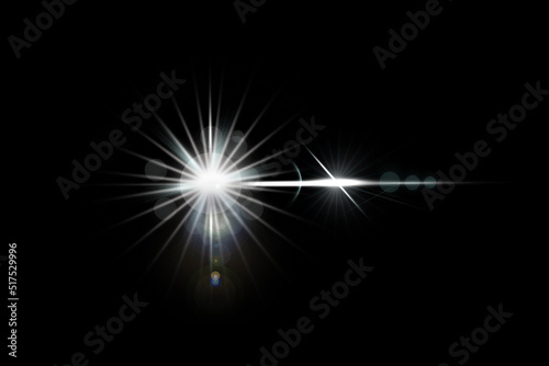 Realistic lens flare lights effect on black background