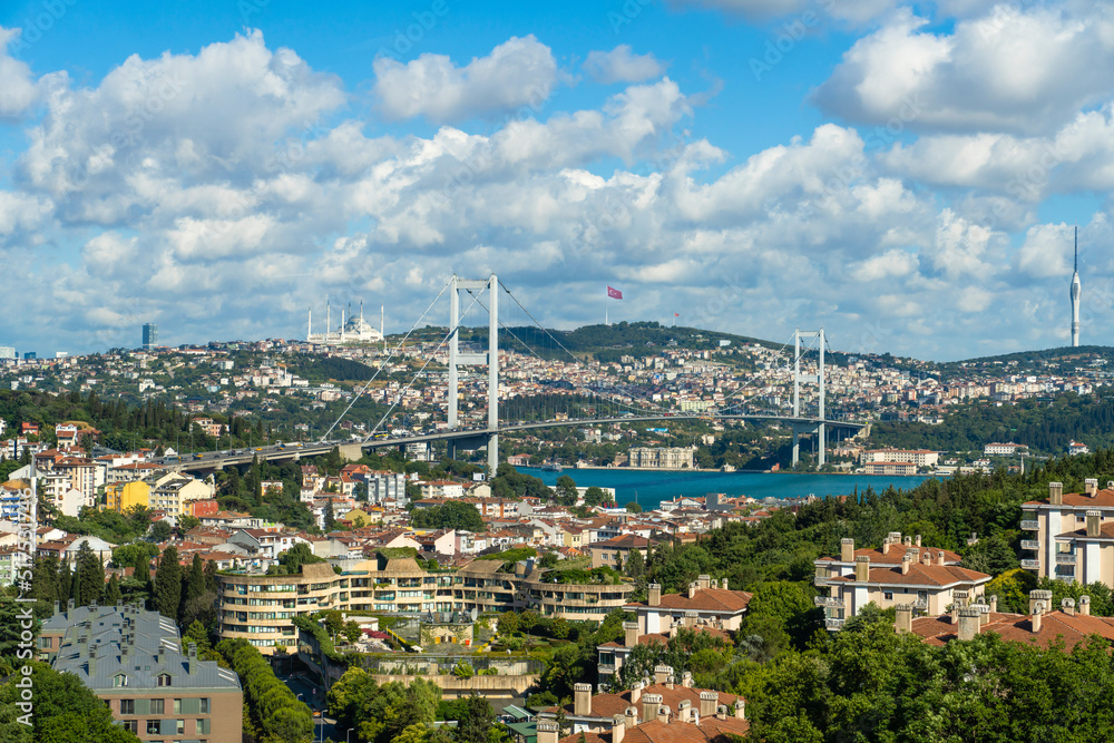 Istanbul skyline on a cloudy day. Istanbul, Turkey.