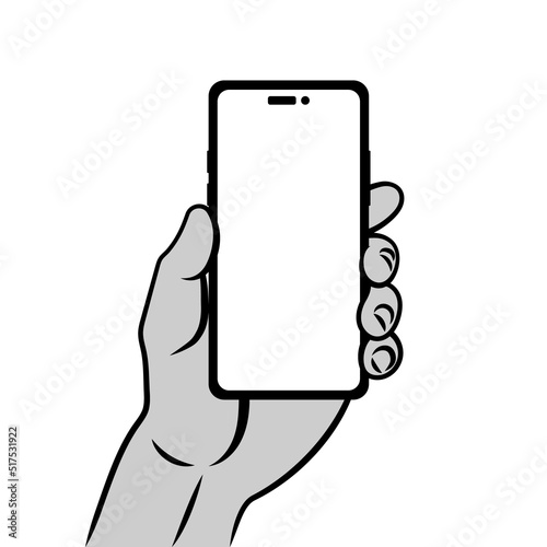 Hand holding the Smartphone. Vector Illustration.