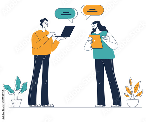 Online communication chatting social media concept. Vector flat graphic design illustration