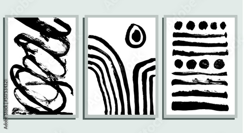 Fotografia A set of posters in the style of minimalism with geometric design, vector template with elements of primitive forms, modern style