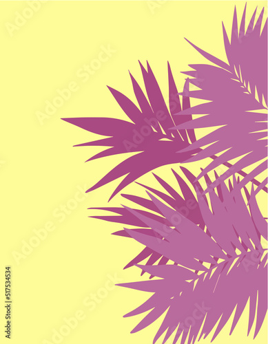 vector illustration of pink palm leaves. Plant, leaves, nature