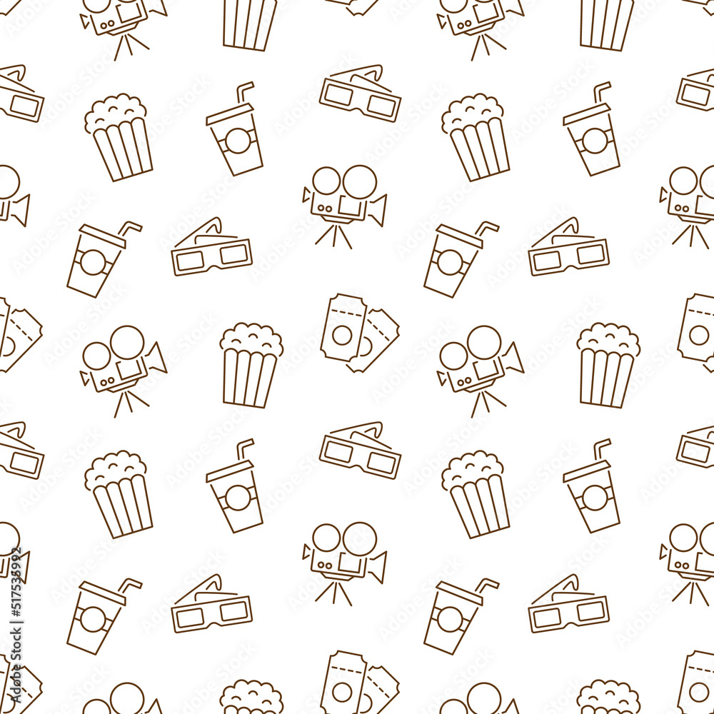 Cinema seamless pattern with icons