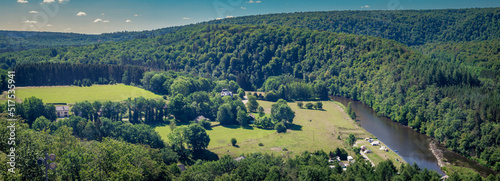 Panorama landscape in Herbeumont, a village in province of Luxembourg, Belgium photo