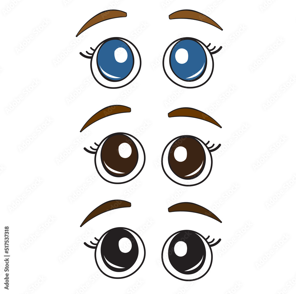 Obraz premium cartoon eyes set blue brown black vector