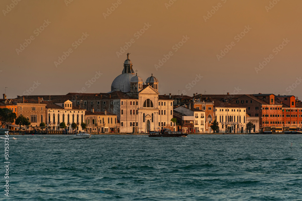 The Church Chiesa del Santissimo Redentore in Venice, Italy during sunset