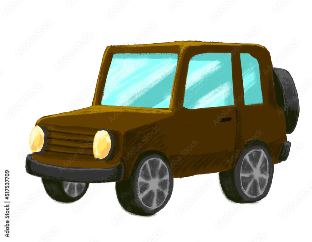 Advanture car off road style cartoon drawing illustration art