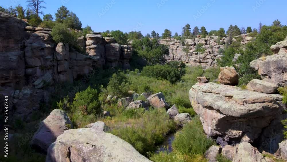 Aerial drone of rock formations at Castlewood Canyon State Park in Douglas County, Colorado Aerial drone of rock formations at Castlewood Canyon State Park in Douglas County, Colorado