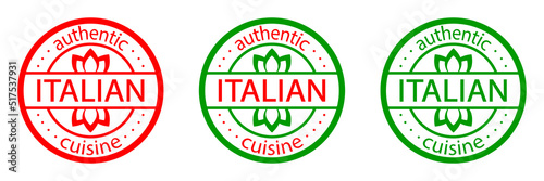 Italian authentic cuisine stamp. Set of Italiane food labels. Best in town. Italy
