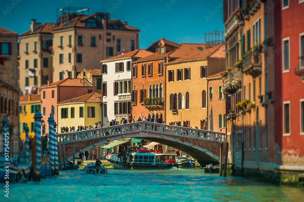Ponte degli Scalzi in Venice, Italy with beautiful houses in the background 