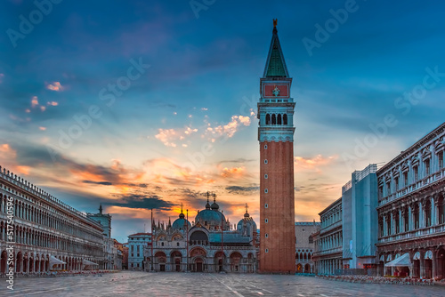 St. Mark's Square in Venice during sunrise  photo