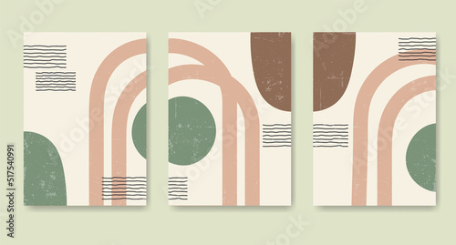 Set of abstract contemporary posters with geometric shapes.