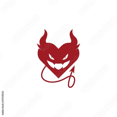 Devil heart icon logo design illustration