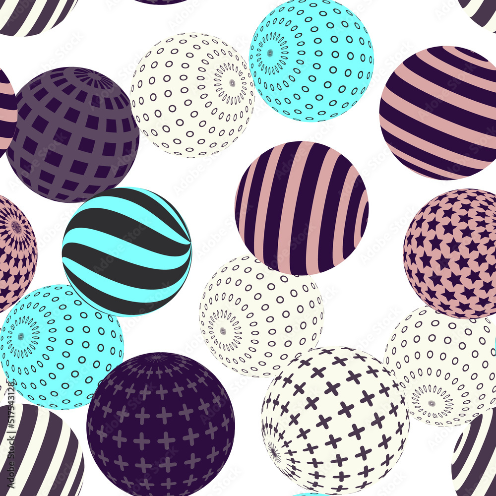 Retro 3d illustration of abstract balls, great design for any purpose. Modern poster for cover design. Vector seamless technology background. Background wall design.