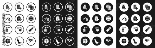 Free Download Set Pills in blister pack, Medicine bottle and pills, Medical syringe with needle vial or ampoule, tablet, Ointment cream tube medicine and nozzle spray icon. Vector - GFXLoad