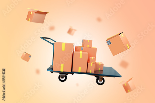 Goods delivery. Trolley wit...