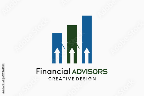 Financial advisor or financial business logo design, vector illustration of graph icon with arrows