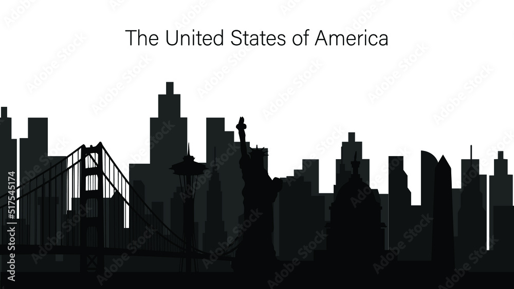 united states of america vector, skyline.
