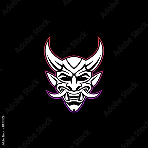 Oni mask illustration. Demonic face