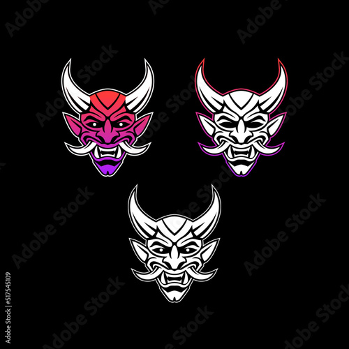 Oni mask illustration. Demonic face