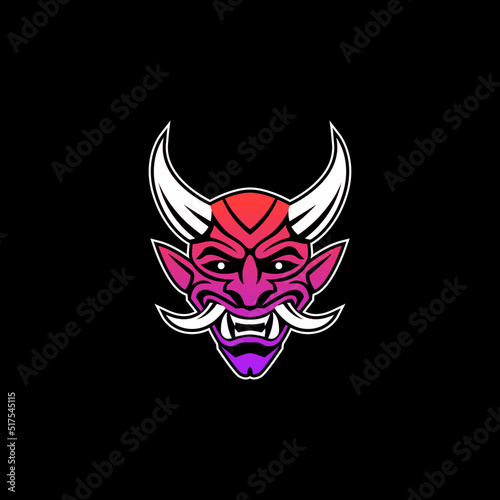 Oni mask illustration. Demonic face