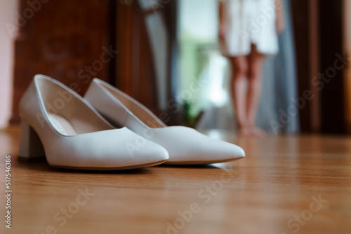 wedding shoes on a dress