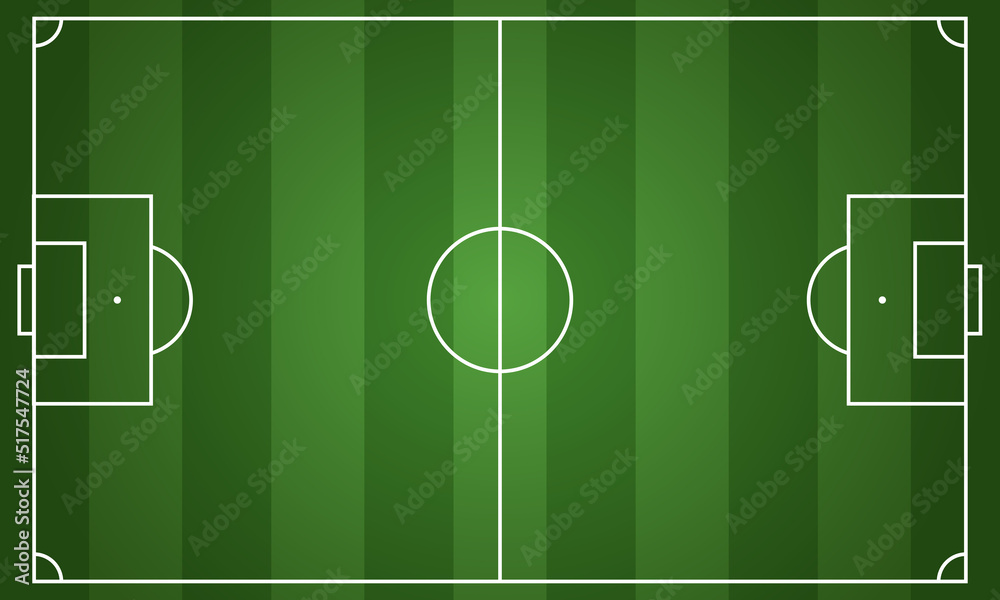 Abstract realistic vector background of football field in green color with linear white line markings. Abstract realistic vector background of football field in green color with linear white line markings.