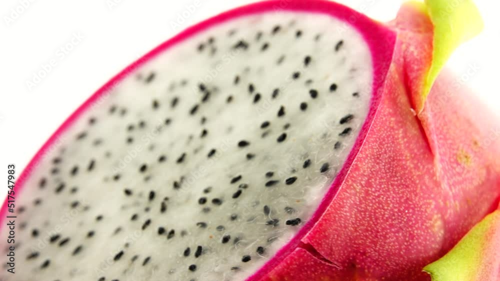 4K Dragon fruit cut isolated on white backgoind