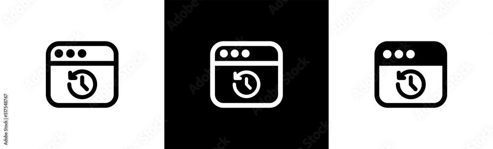 Website history icon. Account history symbol, signs for apps and websites Website history icon. Account history symbol, signs for apps and websites