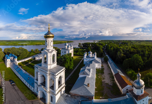 Veliky Novgorod (Novgorod the Great). Aerial view of St. George's Monastery, Russia photo