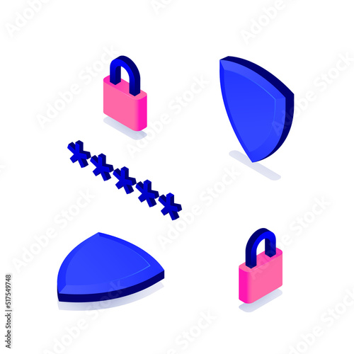 Isometric protection elements. Shield and password