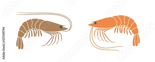 Shrimp logo. Isolated shrimp on white background. Prawns