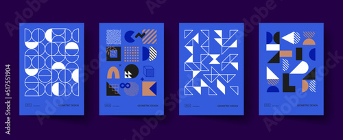Trendy covers design. Minimal geometric shapes compositions.