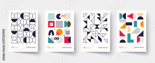 Trendy covers design. Minimal geometric shapes compositions.