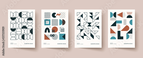 Trendy covers design. Minimal geometric shapes compositions.