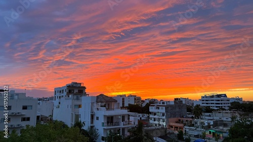 sunset over the city