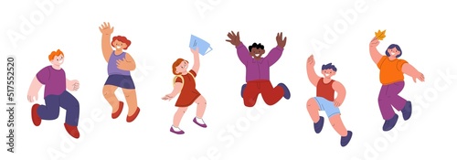 Wallpaper Mural International happy kids group jumping. Joyful teenagers team, isolated little students in autumn outfits. Cute children vector characters Torontodigital.ca