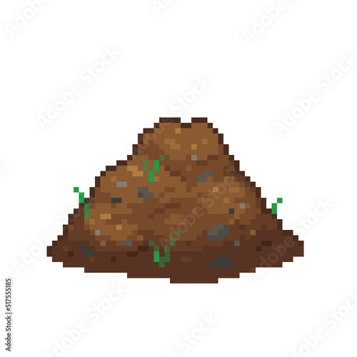 An 8-bit retro-styled pixel-art illustration of a pile of dirt.