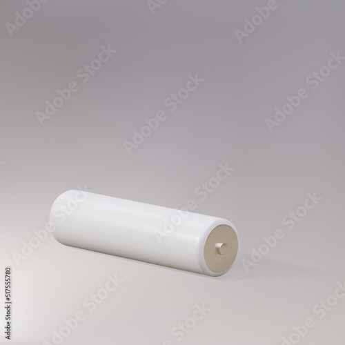 3d Realistic white AA Type Battery. Battery Accumulator for vaping on a grey background. Vector illustration.