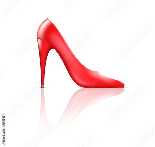 Realistic woman high heel shoes. Classic female footwear leather boots isolated template icon design