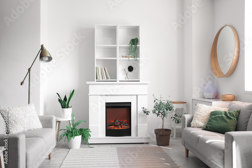 Electric fireplace and shel...