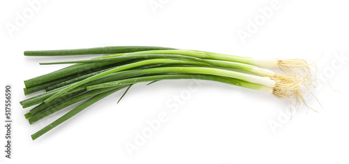 Fresh green onion isolated on white background photo